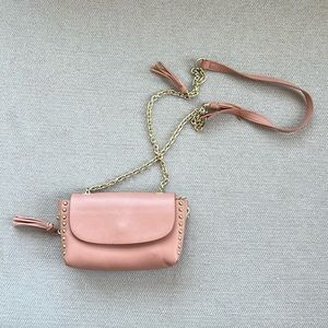 Light Pink Crossbody with Tassle and Gold Details